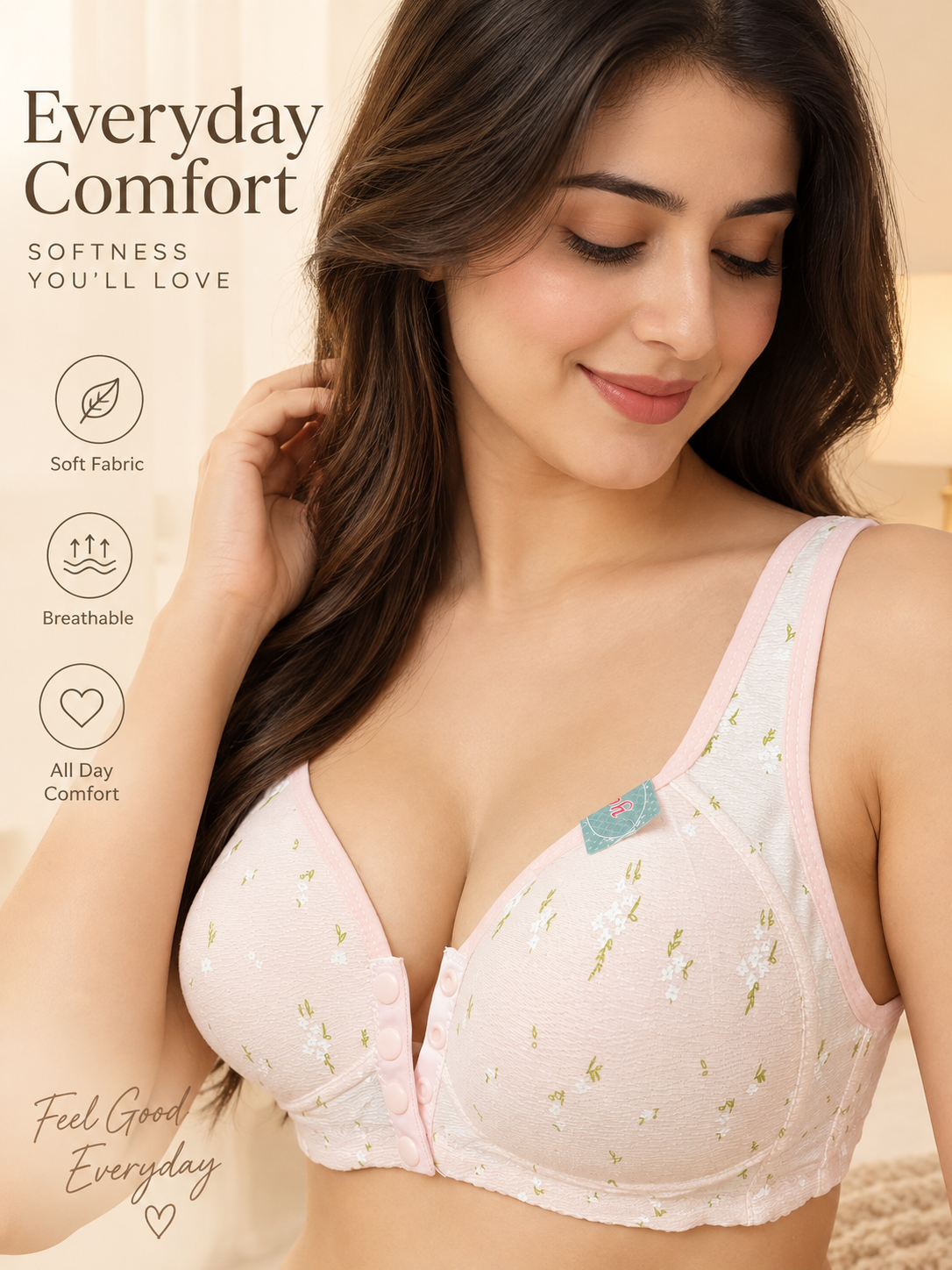 Women Soft Thin Cup Underwear Large Size Bras No Wire Push Up