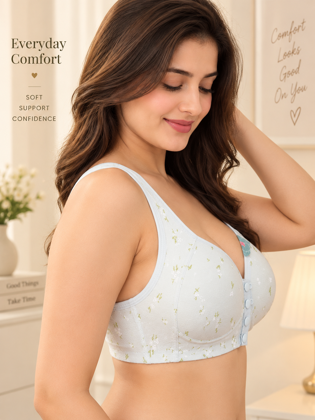 Front Closure Cotton Bras for Women Full Coverage Camisole Bra