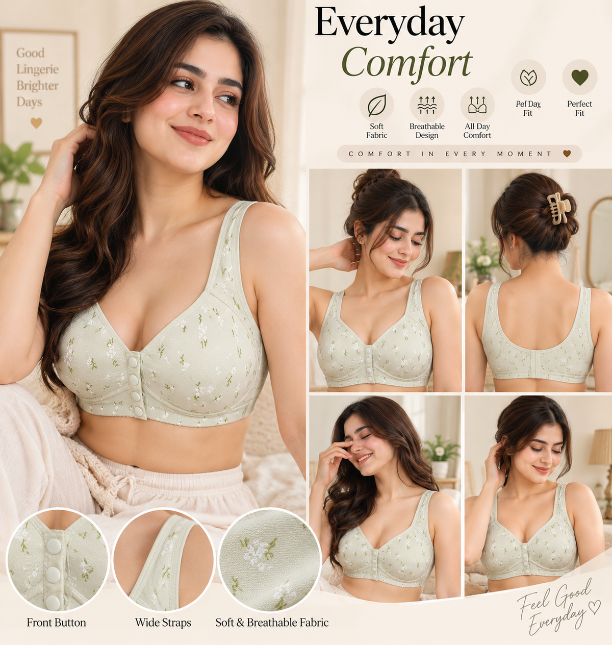 Women Soft Thin Cup Underwear Large Size Bras No Wire Push Up